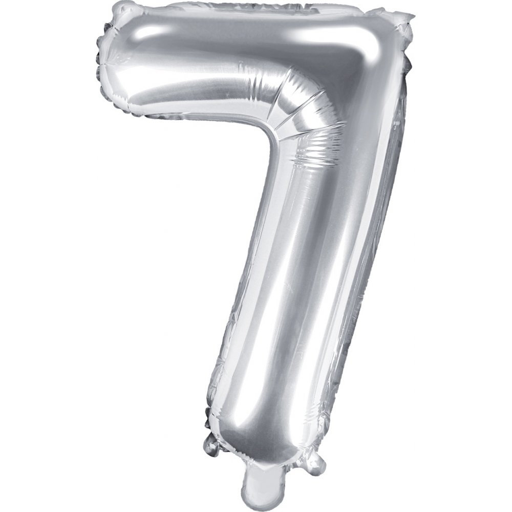 Tallballong – Sølv – 35 cm – Tall: 7 – Tallballonger, Ballonger