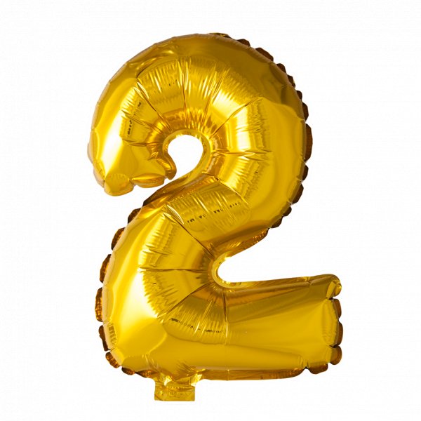 Folieballong - Nummer 2 - Gull - 16 tommer Folieballong - Nummer 2 - Gull - 16 tommer