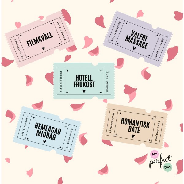 Kjærlighetskuponger - 8-pakning - Assorterte farger Kjærlighetskuponger - 8-pakning - Assorterte farger