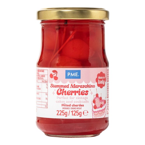 Maraschino-kirseb�r med stilker - PME - 225 g / 125 g