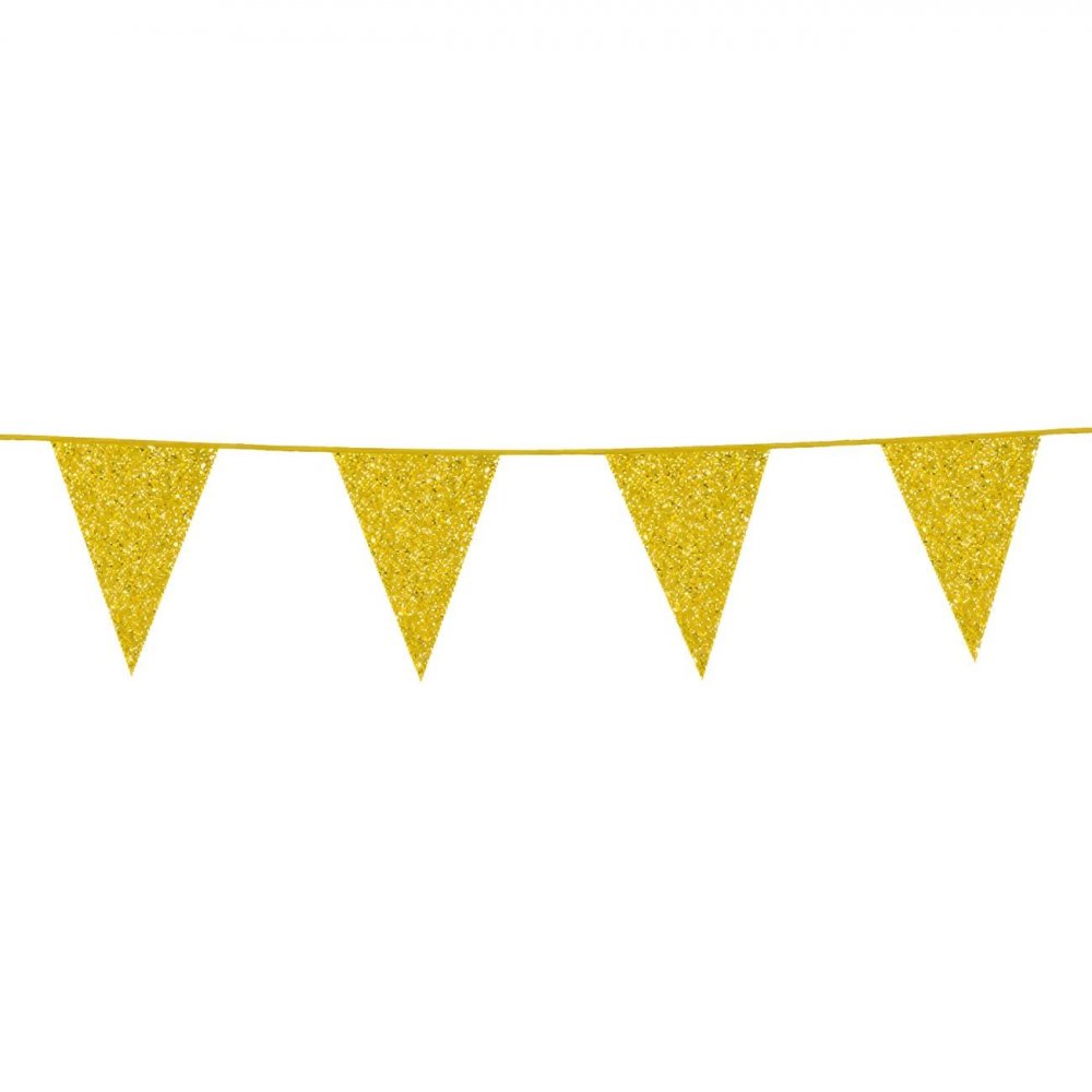 Girlander vimpel gullglitter 6 meter – Vimpler, Hengende dekorasjoner