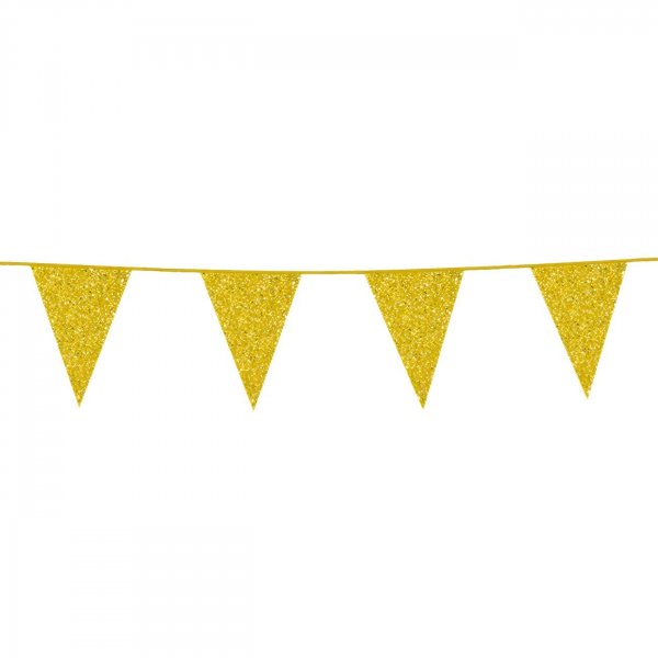 Girlander vimpel gullglitter 6 meter Girlander vimpel gullglitter 6 meter