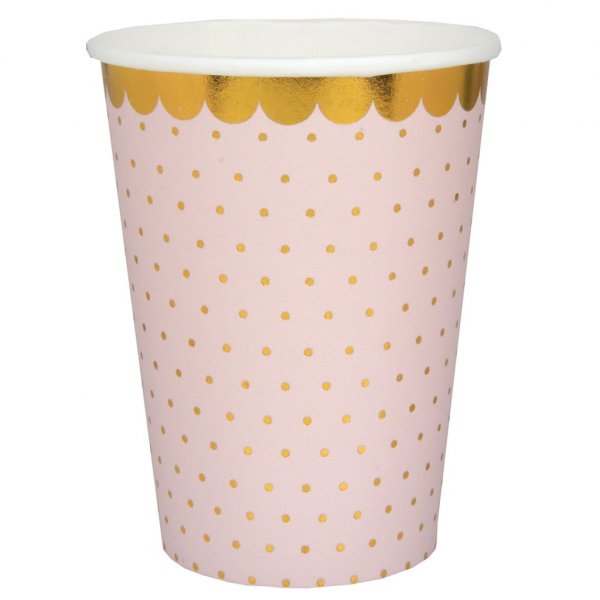 Papirkopper - Prikket med gull - Rosa - 10-pakning Papirkopper - Prikket med gull - Rosa - 10-pakning