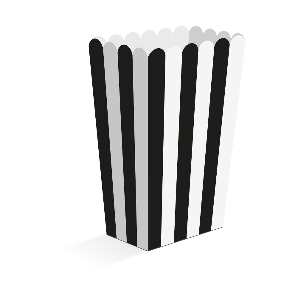 Snackbokser – Svart – 6,3 × 4,4 × 13,5 cm – 8-pakning – Popcornbokser, Godteriposer og snackbokser