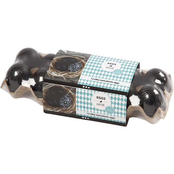 Dekorative egg - Svart - 12-pakning Dekorative egg - Svart - 12-pakning