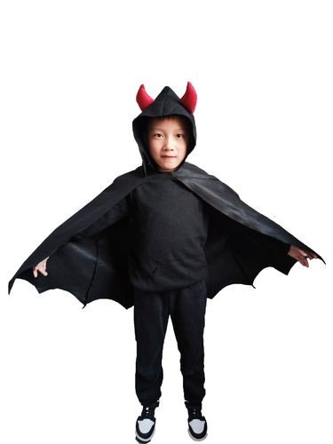 Halloweendeäkt – Kappe med horn – Barn – Størrelse 134-152 – Halloween-kostyme, Halloween