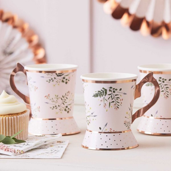 Pappmuggar med handtag - Tea Party