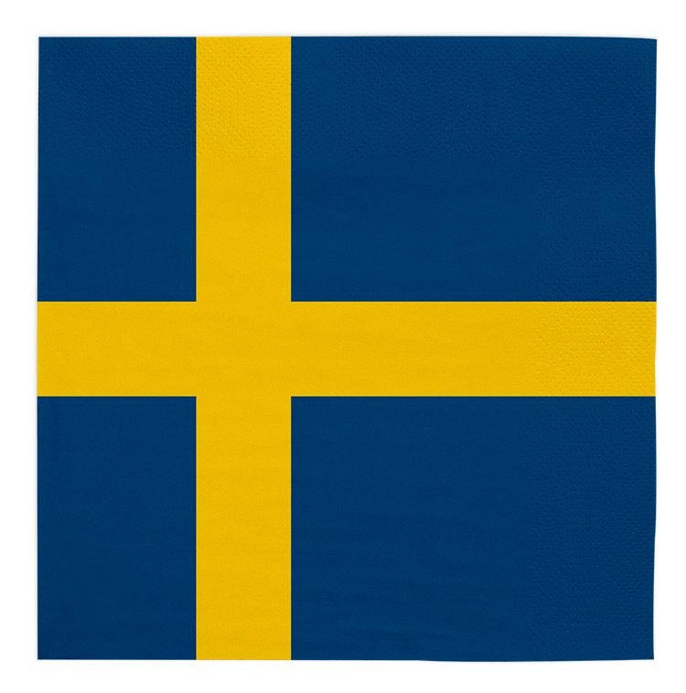 Servietter – Sverige – 33×33 cm – 20-pakning – Servietter, Borddekking