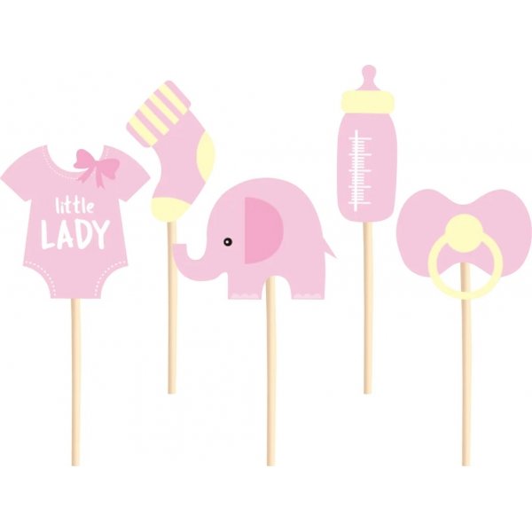 Kakepinn - Babyshower - Rosa - 5-pakning Kakepinn - Babyshower - Rosa - 5-pakning