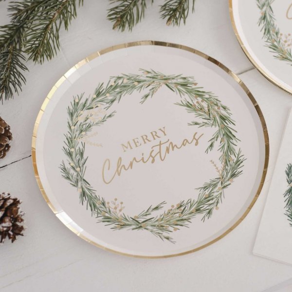 Papptallrikar - Merry Christmas - Rustic Christmas