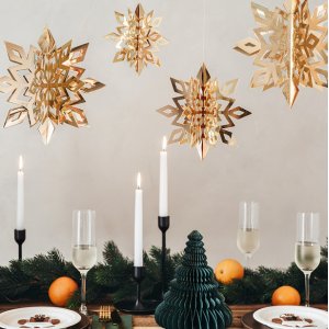 Hengende snflak - 6-pakning - Gull