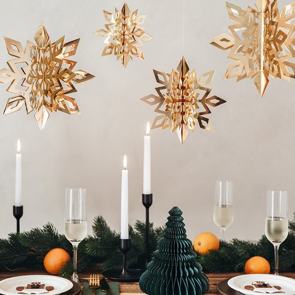 Hengende snøflak - 6-pakning - Gull Hengende snøflak - 6-pakning - Gull