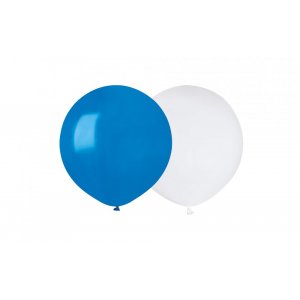 Runde ballonger - 48 cm - Bl/Hvit - 10-pakning