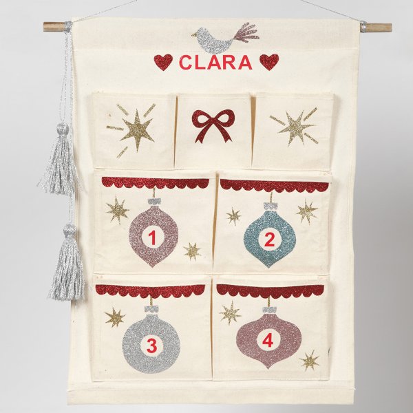 Adventskalender - Hengende med 7 lommer - Natur Adventskalender - Hengende med 7 lommer - Natur