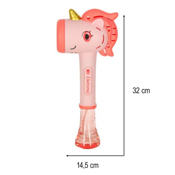 S�peboblemaskin Enhj�rning med lys og lyd 32 x 14,5 cm - Inkl. 100 ml s�pebobler