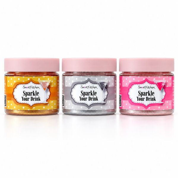 Drikkeglitter 3-pakning - Rosa, Sølv, Gull - 3x10g Drikkeglitter 3-pakning - Rosa, Sølv, Gull - 3x10g