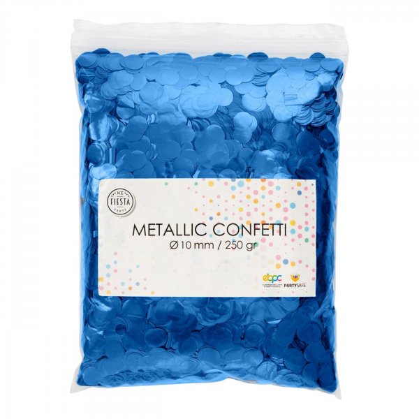 Konfetti - Bl� Metallisk - Rund 10mm - 250g