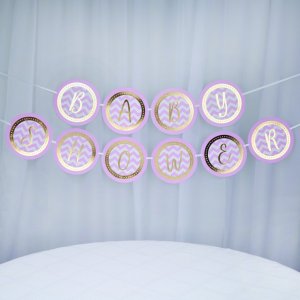 Vimpel - Babyshower - Rosa/Gull