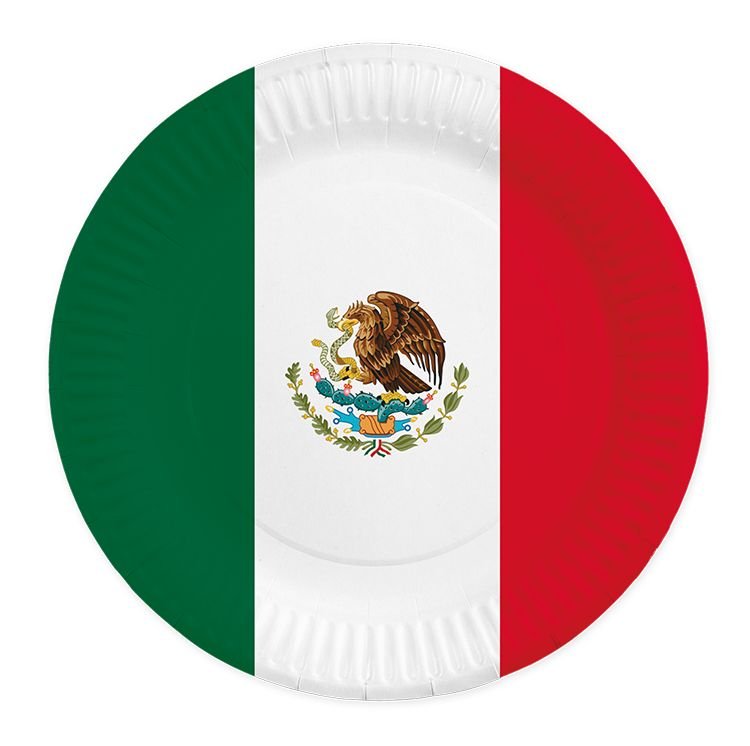 Papptallerkener – Mexico – 23 cm – 8-pakning – Papirtallerkener, Borddekking
