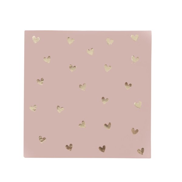 Kaffeservietter med hjerter - Rosa - 20-pakning