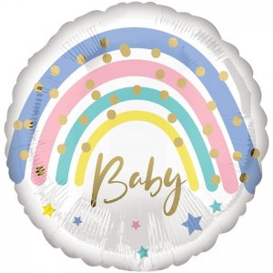 Folieballong - Rund - Regnbue baby Folieballong - Rund - Regnbue baby