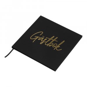 Gjestebok - Svart med gulltekst