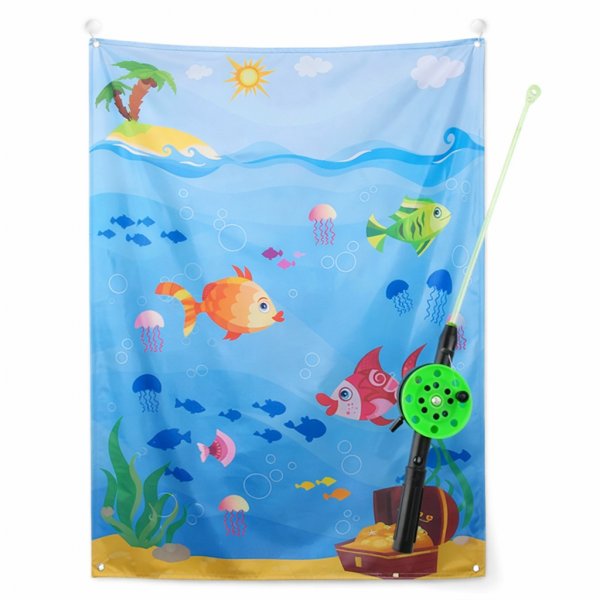 Fiskedamduk med fiskestang Fiskedamduk med fiskestang