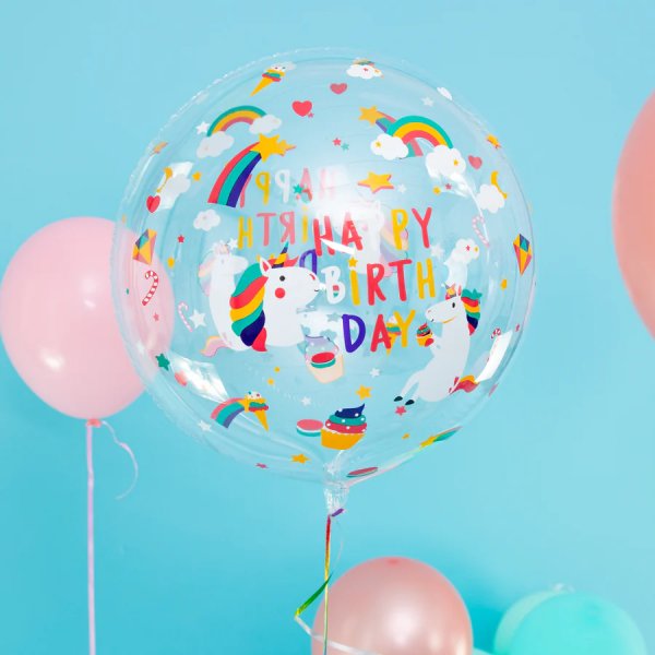Stor gjennomsiktig ballong - Enhjørning - 45 cm Stor gjennomsiktig ballong - Enhjørning - 45 cm