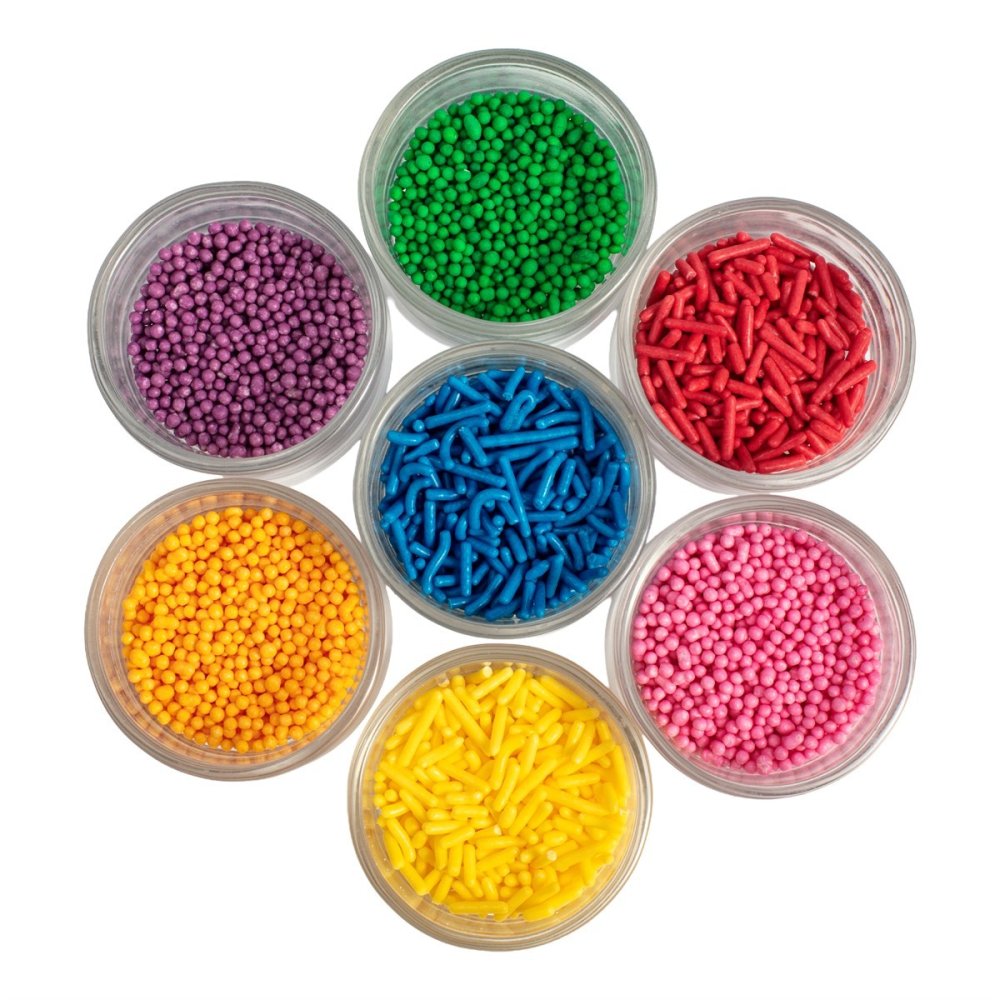 Strøssel - 7 farger - PME - 48g - Strøssel, Sprinkles