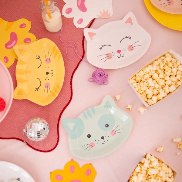 Papptallerkener - Pastellkatter - 6-pakning