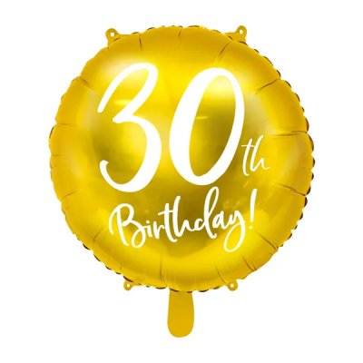Rund folieballong - Guld - 30th Birthday