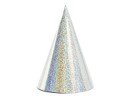 Festhatter - Holografisk sølv - 16 cm - 6-pakning - Hatter og veileder