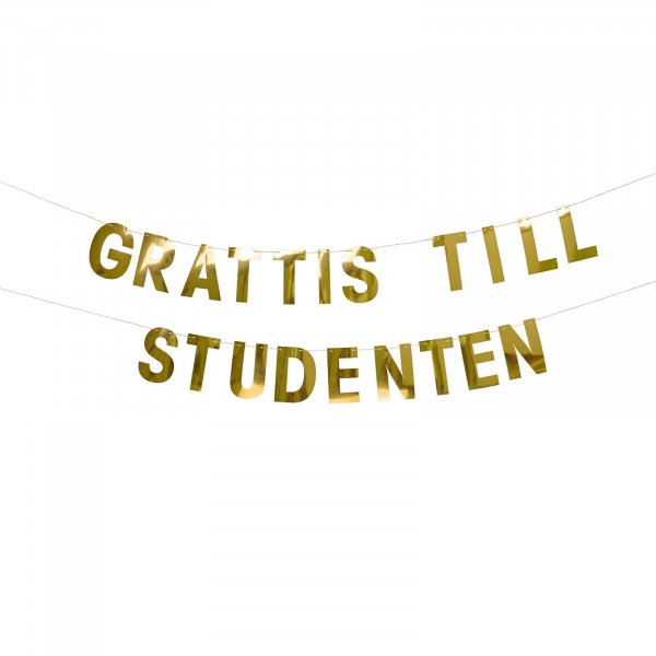 Girlander - "Gratulerer til studenten" - Gullfolie (2 m) Girlander - "Gratulerer til studenten" - Gullfolie (2 m)