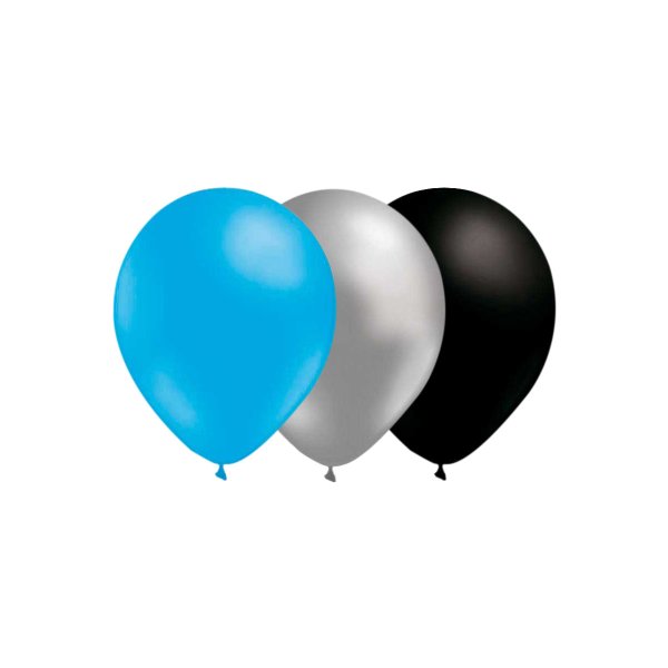Ballonger - Mix - Lysebl�/S�lv/Svart - 15-pakning