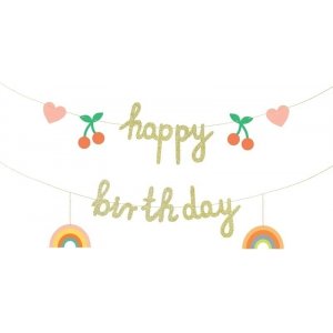 Girlander - Gratulerer med dagen - Regnbuemiks - 1m