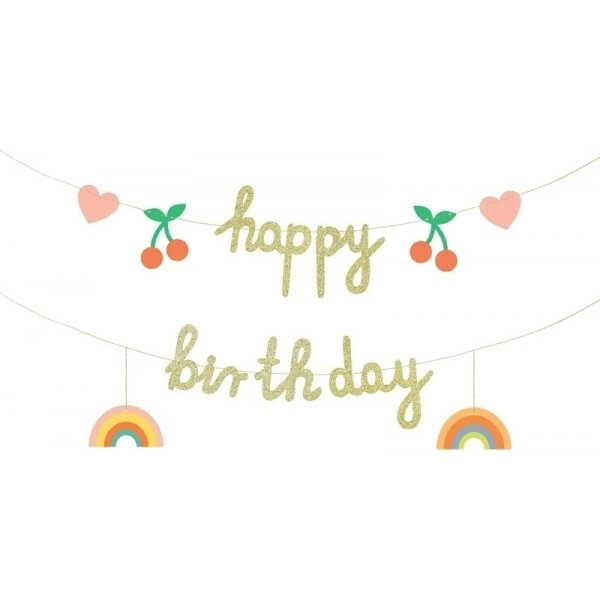 Girlander - Gratulerer med dagen - Regnbuemiks - 1m Girlander - Gratulerer med dagen - Regnbuemiks - 1m
