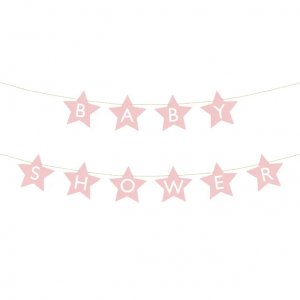 Girlander - Stjerner - Babyshower - Rosa