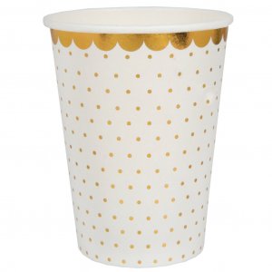 Papirkopper - Prikket med gullkant - Hvite - 10-pakning