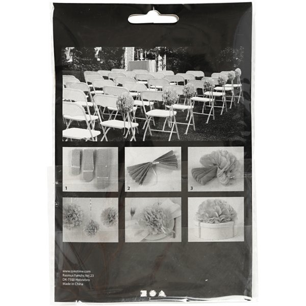 Papirpomponger - r�de - Dia. 20+24+30 cm - 3 stk