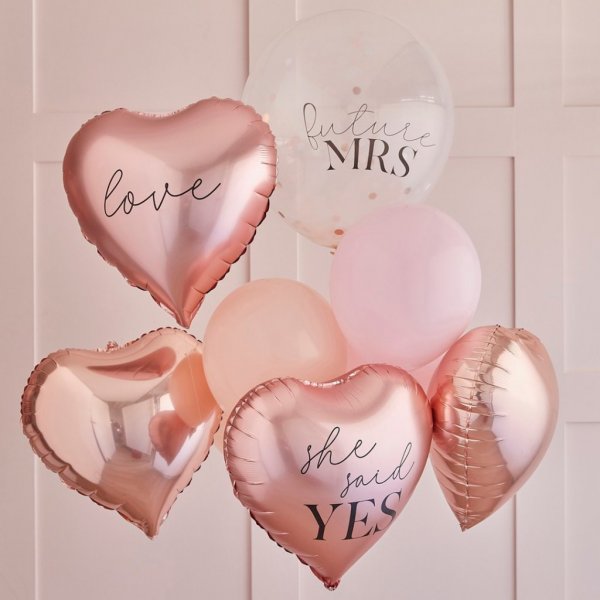 Ballongbukett - She said yes - Blush hen