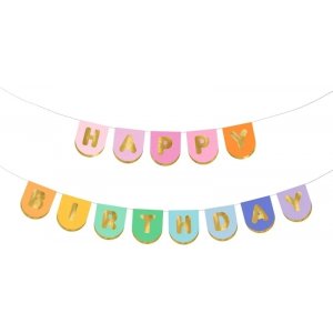 Girlander - Gratulerer med dagen - Pastellmiks - 1,6 m