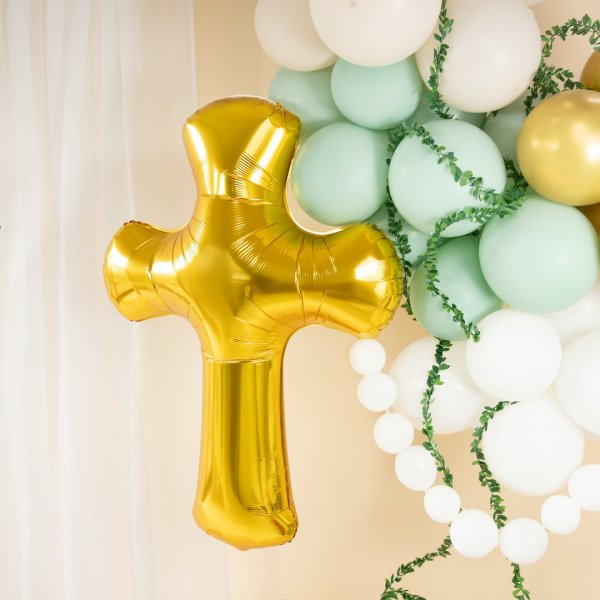 Folieballong - Kors - Gull - 85 x 120 cm Folieballong - Kors - Gull - 85 x 120 cm