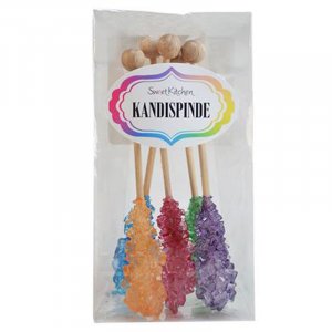 Sukkerlollipops - Krystallisert sukker - Blandede farger - SweetKitchen - 5 stk Sukkerlollipops - Krystallisert sukker - Blandede farger - SweetKitchen - 5 stk