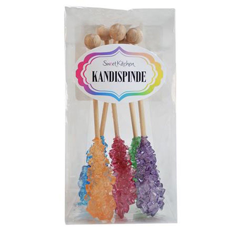 Sukkerlollipops - Krystallisert sukker - Blandede farger - SweetKitchen - 5 stk - Klubber, Sukkertøy