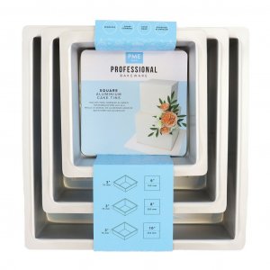 Dype kakeformer - Firkantede - 3-pakning - 8 cm hye