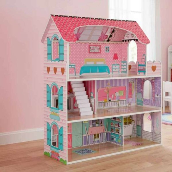 Tredukkeskap 70 cm rosa med LED-belysning - Selvmontering