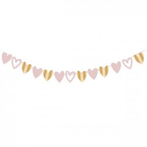 Girlander - Hjerter - Rosa/Gull - 2m