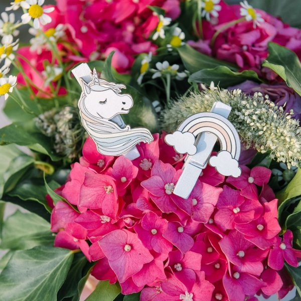 Sm klesklyper - Enhjrning og regnbue - 6-pakning