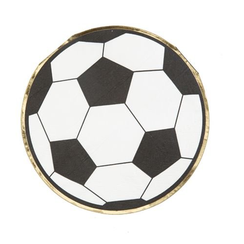 Servietter med fotball - Svart - 16-pakning Servietter med fotball - Svart - 16-pakning