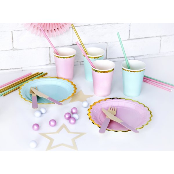 Papirkopper - Rosa - Gullkant - 6-pakning